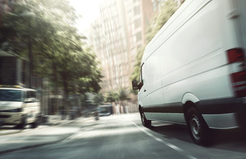Sprinter van in high speed